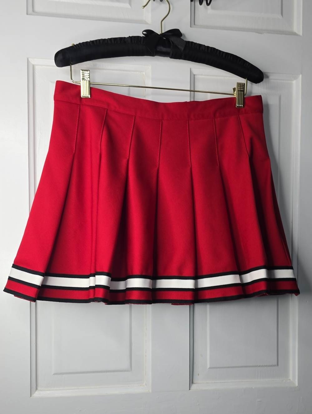 Vintage Red Pleated Cheer Mini Skirt Made in USA Retro Cosplay Size 15/17